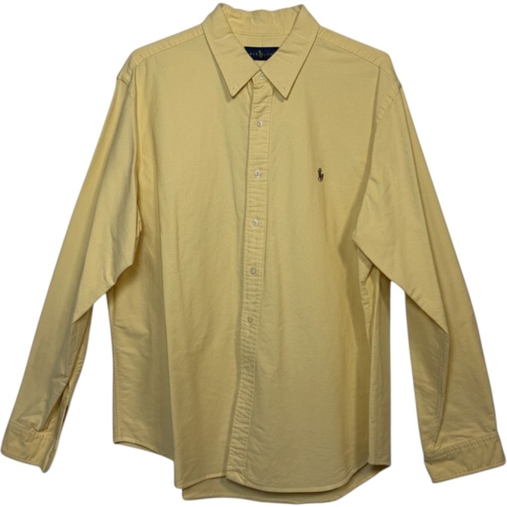 Ralph Lauren Oxford Button Down Shirt Mens XXL Yellow Long Sleeve Pony Logo